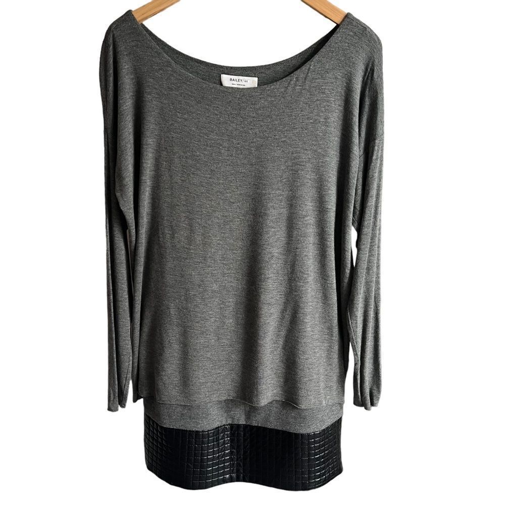 Bailey 44 Layered Tunic Dress size Small Grey/Black Long Sleeve Stretch